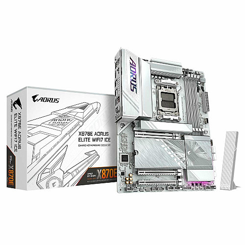 Материнская плата GIGABYTE X870E A ELITE WF7 ICE sAM5 X870 4xDDR5 M.2 HDMI DP Wi-Fi ATX белый
