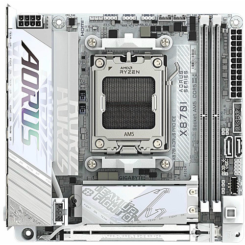 Материнская плата GIGABYTE X870I AORUS PRO ICE sAM5 X870I AORUS PRO ICE 2xDDR5 M.2 Wi-Fi BT HDMI Type-C ATX белый