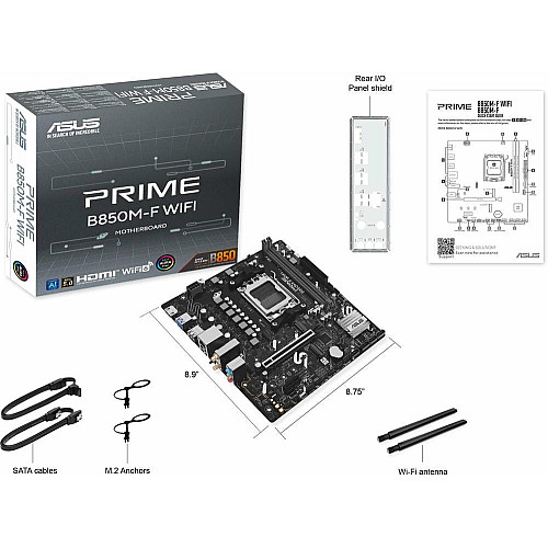Материнская плата ASUS PRIME B850M-F WIFI sAM5 B850 2xDDR5 M.2 HDMI Wi-Fi BT mATX