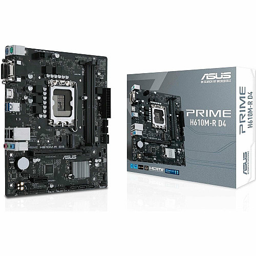 Материнская плата ASUS PRIME H610M-R D4-SI s1700 H610 2xDDR4 M.2 HDMI D-Sub DVI mATX White BOX WITH ACCESSORY
