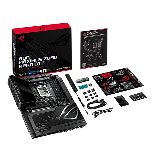 Материнская плата ASUS ROG MAXIMUS Z890 HERO BTF s1851 Z890 4xDDR5 M.2 Thunderbolt HDMI Wi-Fi BT ATX BTF скрытое подключение разъемов