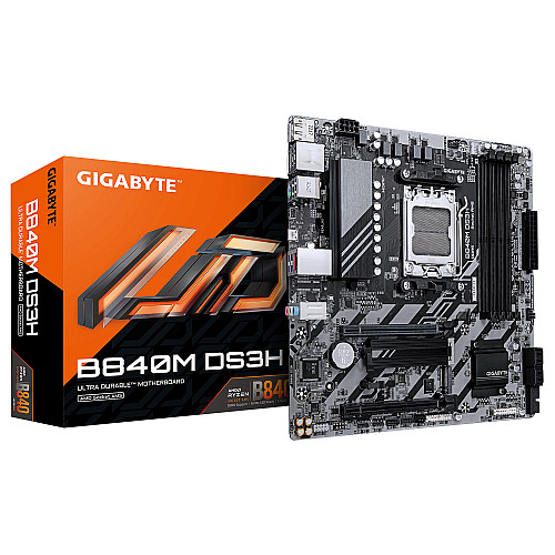 Материнська плата GIGABYTE B840M DS3H sAM5 B840 4xDDR5 M.2 HDMI DP mATX