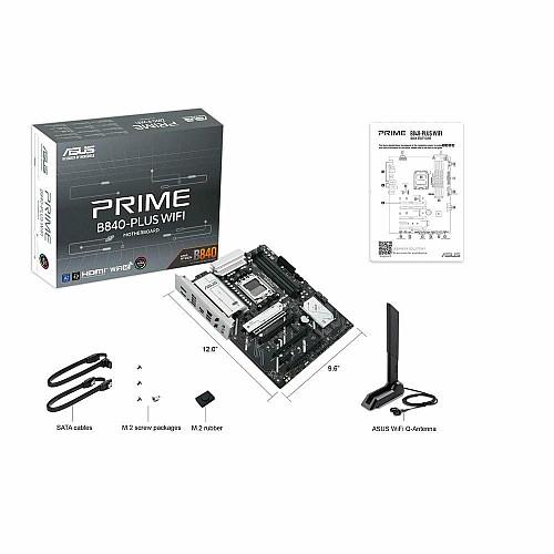 Материнская плата ASUS PRIME B840-PLUS WIFI sAM5 B840 4xDDR5 M.2 HDMI DP Wi-Fi BT ATX