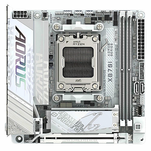 Материнская плата GIGABYTE X870I AORUS PRO ICE sAM5 X870I AORUS PRO ICE 2xDDR5 M.2 Wi-Fi BT HDMI Type-C ATX белый