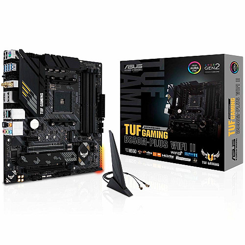 Материнская плата ASUS TUF GAMING B550M-PLUS WIFI II sAM4 B550 4xDDR4 M.2 HDMI DP Wi-Fi BT mATX