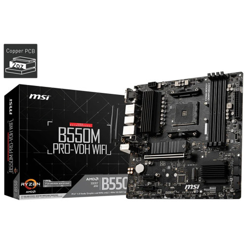 Материнcька плата MSI B550M PRO-VDH WIFI sAM4 B550 4xDDR4 M.2 HDMI DP D-Sub WiFi BT mATX