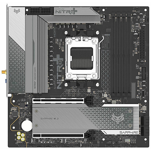 Материнcька плата SAPPHIRE NITRO+ B850M WIFI sAM5 B850 4xDDR5 M.2 HDMI DP Wi-Fi BT mATX