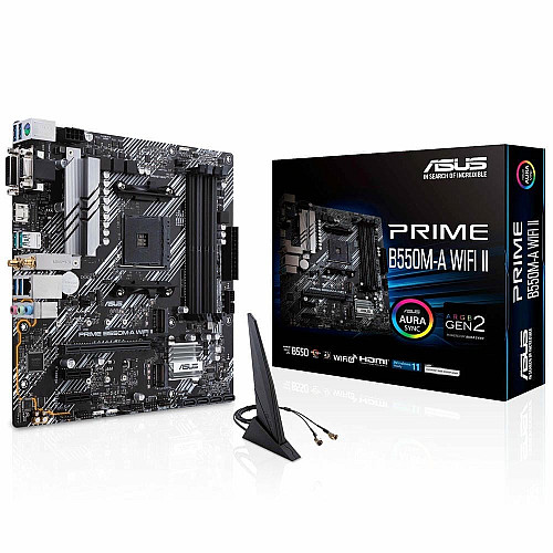 Материнская плата ASUS PRIME B550M-A WIFI II sAM4 B550 4xDDR4 M.2 HDMI DP D-Sub Wi-Fi BT mATX
