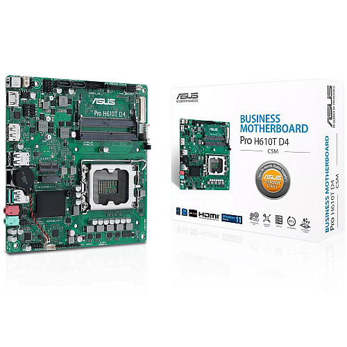 Материнcька плата ASUS PRO H610T D4-CSM s1700 H610 2xDDR4 M.2 HDMI DP LVDS Thin mITX