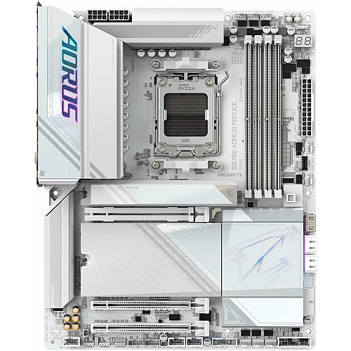 Материнская плата GIGABYTE X870 AORUS PRO ICE sAM5 X870 4xDDR5 M.2 HDMI Wi-Fi BT ATX белый