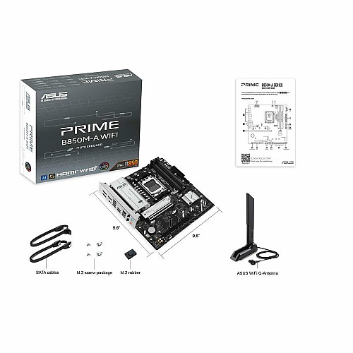 Материнская плата ASUS PRIME B850M-A WIFI sAM5 B850 4xDDR5 M.2 HDMI DP Wi-Fi BT mATX