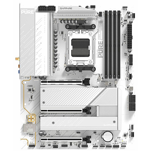 Материнская плата SAPPHIRE PURE B850A WIFI7 sAM5 B850 4xDDR5 M.2 HDMI DP Wi-Fi BT ATX белый