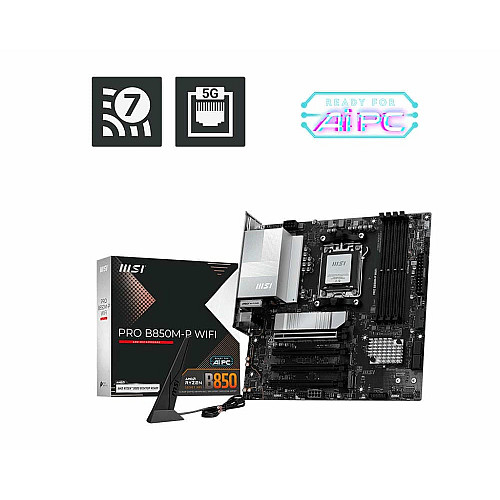 Материнcька плата MSI PRO B850M-P WIFI sAM5 B850 4xDDR5 M.2 HDMI DP Wi-Fi BT mATX