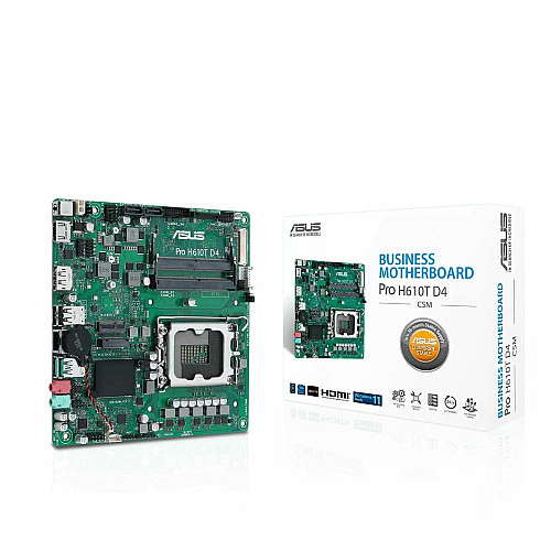 Материнcька плата ASUS PRO H610T-CSM s1700 H610 2xDDR5 M.2 HDMI DP LVDS Thin mITX