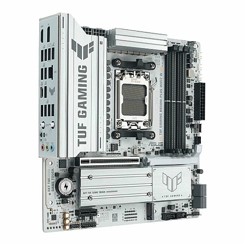 Материнская плата ASUS TUF GAMING B850M-PLUS WIFI7 W sAM5 B850 4xDDR5 M.2 HDMI DP Wi-Fi BT mATX белый