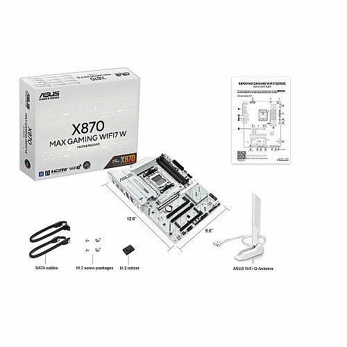 Материнская плата ASUS X870 MAX GAMING WIFI7 W sAM5 X870 4xDDR5 M.2 HDMI USB Type-C Wi-Fi BT ATX белый