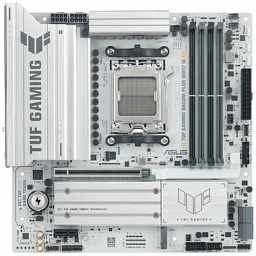 Материнская плата ASUS TUF GAMING B850M-PLUS WIFI7 W sAM5 B850 4xDDR5 M.2 HDMI DP Wi-Fi BT mATX белый