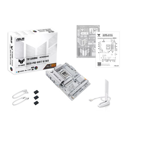 Материнcька плата ASUS TUF GAMING B850-PRO WIFI7 W NEO sAM5 B850 2xDDR5 M.2 HDMI DP Wi-Fi BT ATX білий