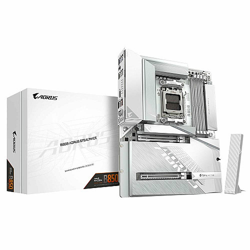 Материнская плата GIGABYTE B850 A STEALTH ICE sAM5 B850 4xDDR5 M.2 HDMI ATX белый