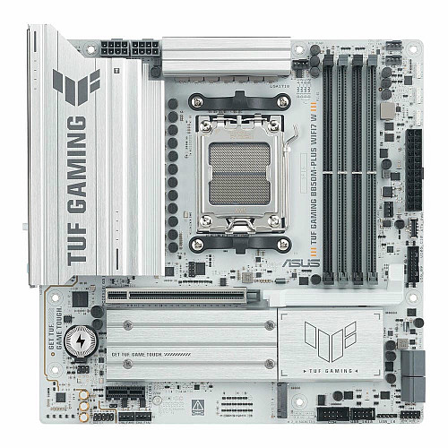 Материнская плата ASUS TUF GAMING B850M-PLUS WIFI7 W sAM5 B850 4xDDR5 M.2 HDMI DP Wi-Fi BT mATX белый
