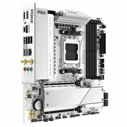 Материнская плата SAPPHIRE PURE B850M WIFI sAM5 B850 4xDDR5 M.2 HDMI DP Wi-Fi BT mATX белый