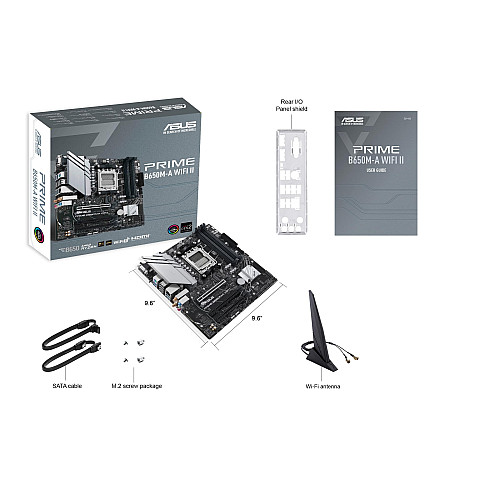 Материнcька плата ASUS PRIME B650M-A WIFI II sAM5 B650 4xDDR5 M.2 D-Sub HDMI DP Wi-Fi BT mATX