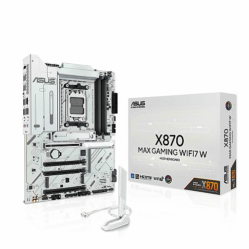 Материнская плата ASUS X870 MAX GAMING WIFI7 W sAM5 X870 4xDDR5 M.2 HDMI USB Type-C Wi-Fi BT ATX белый
