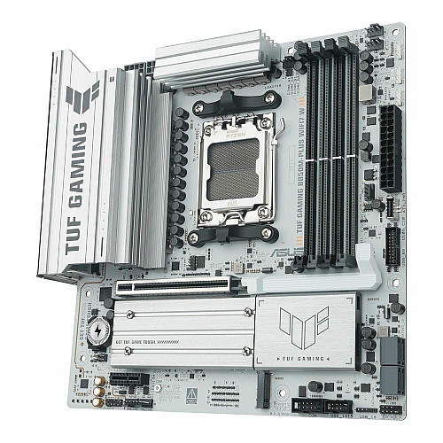 Материнская плата ASUS TUF GAMING B850M-PLUS WIFI7 W sAM5 B850 4xDDR5 M.2 HDMI DP Wi-Fi BT mATX белый
