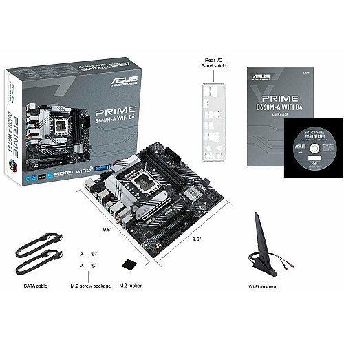 Материнская плата ASUS PRIME B660M-A WIFI D4 s1700 B660 4xDDR4 M.2 HDMI DP Wi-Fi BT mATX