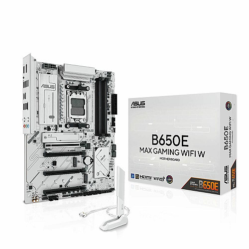 Материнcька плата ASUS B650E MAX GAMING WIFI W sAM5 B650 4xDDR5 M.2 HDMI DP Wi-Fi BT ATX білий
