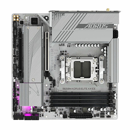 Материнская плата GIGABYTE B650M A ELITE AX ICE sAM5 B650 4xDDR5 M.2 HDMI DP Wi-Fi mATX