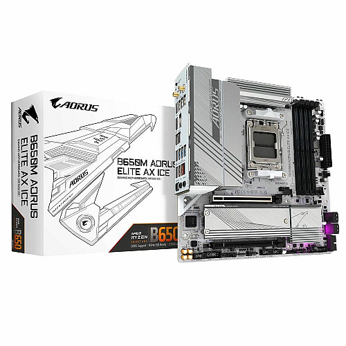 Материнская плата GIGABYTE B650M A ELITE AX ICE sAM5 B650 4xDDR5 M.2 HDMI DP Wi-Fi mATX