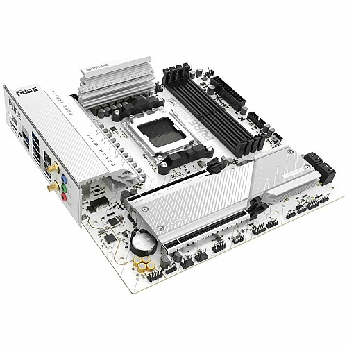 Материнская плата SAPPHIRE PURE B850M WIFI sAM5 B850 4xDDR5 M.2 HDMI DP Wi-Fi BT mATX белый