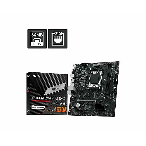 Материнcька плата MSI PRO A620AM-B EVO sAM5 A620 2xDDR5 M.2 HDMI D-Sub mATX
