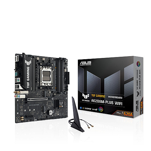 Материнcька плата ASUS TUF GAMING A620AM-PLUS WIFI sAM5 A620 4xDDR5 HDMI DP Wi-Fi BT mATX