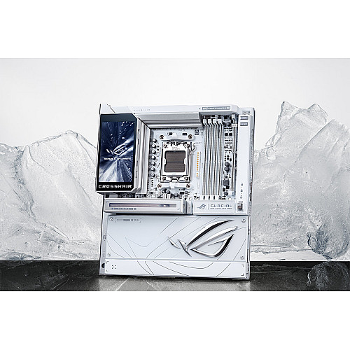 Материнcька плата ASUS ROG CROSSHAIR X870E GLACIAL sAM5 X870E 4xDDR5 M.2 USB Type-C Wi-Fi BT E-ATX білий