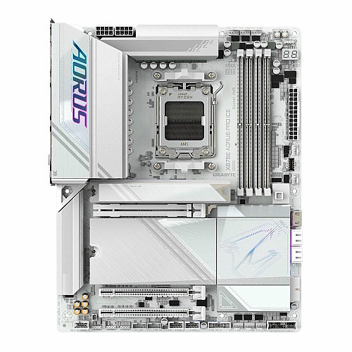 Материнская плата GIGABYTE X870 AORUS PRO ICE sAM5 X870 4xDDR5 M.2 HDMI Wi-Fi BT ATX белый