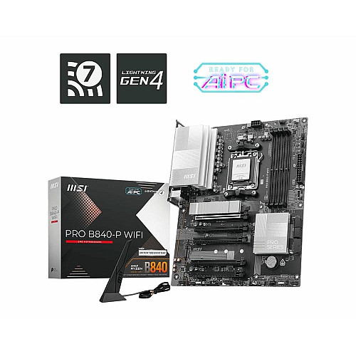 Материнcька плата MSI PRO B840-P WIFI sAM5 B840 4xDDR5 M.2 HDMI Wi-Fi BT ATX