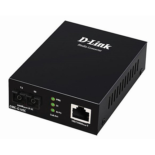 Медiаконвертер D-Link DMC-G10SC 1xGE, 1x1000BaseLX, SM, 10км, SC
