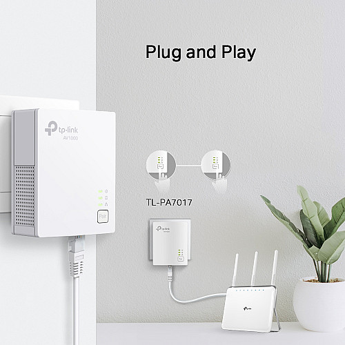 Комплект адаптеров Powerline TP-LINK TL-PA7017KIT AV1000, 1xGE, (TL-PA7017 2шт)