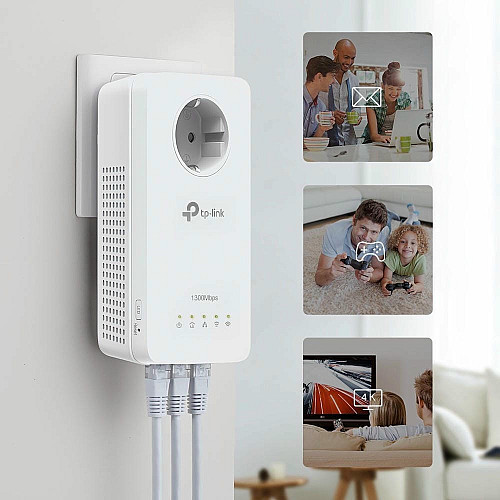 Комплект Адаптерiв Powerline TP-LINK TL-WPA8631PKIT AV1300, AC1200, (TL-WPA8631P 1шт, TL-PA8010P 1шт), Розетка