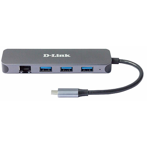 Мережевий адаптер D-Link DUB-2334 1xGE, 3xUSB 3.0, 1xUSB-C, USB-C