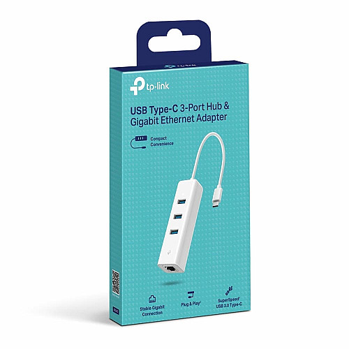 Мережевий адаптер TP-LINK UE330С 1xGE, 3xUSB3.0, USB-С