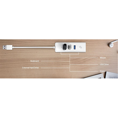 Мережевий адаптер TP-LINK UE330 1xGE, 3xUSB3.0, USB3.0