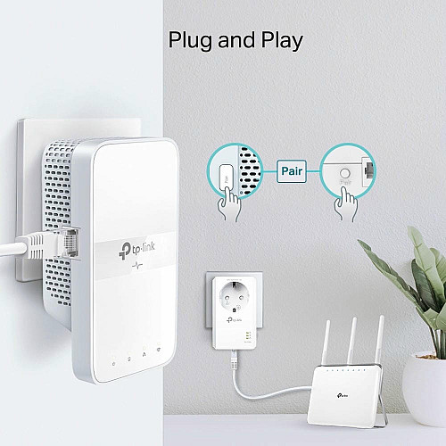 Комплект Адаптерiв Powerline TP-LINK TL-WPA7617KIT AV1000, 1xGE, AC1200, (TL-WPA7617 1шт,  TL-PA7017P 1шт), MESH