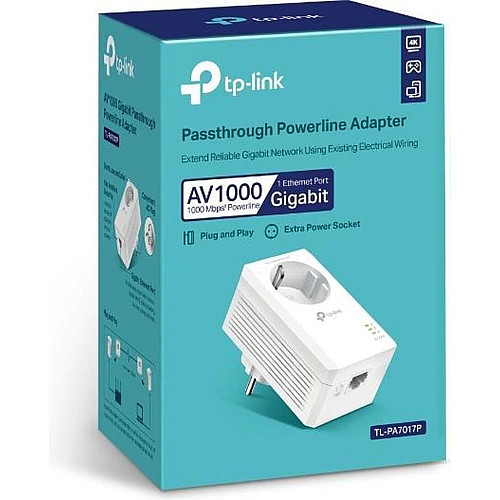 Адаптер Powerline TP-LINK TL-PA7017P AV1000, 1xGE, Розетка