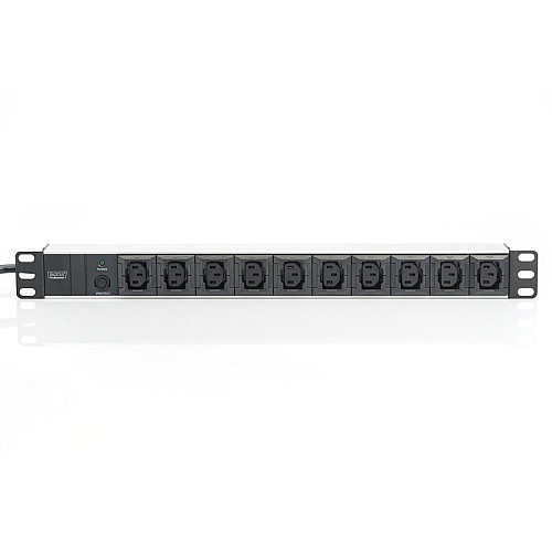 Пристрій розподілу електроживлення DIGITUS 1U, 10xC13, 10A, 250V, предохранитель, вилка C14