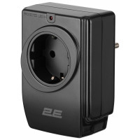 Адаптер мережевий 2E 1xТипF, 16A, 2*USB-A, фільтр, чорний