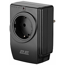 Адаптер мережевий 2E 1xТипF, 16A, 2*USB-A, фільтр, чорний