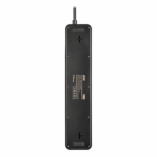 Удлинитель сетевой 2E 3м, 6xТипF, 16A, 2xUSB-A, 1x USB-C фильтр, черный